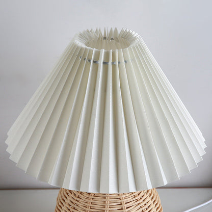 Rynx | RattaLume Nordic LED Table Lamp | Woven Rattan & Foldable Fabric Shade | Mood Light | Decor for the Bedroom