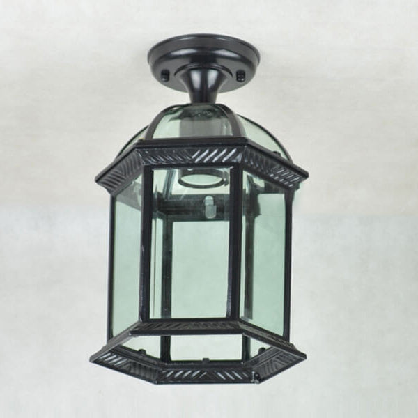 Rynx | HexaLux Outdoor Lantern Ceiling Light | Waterproof | Hexagonal Design | Semi-Surface Mount