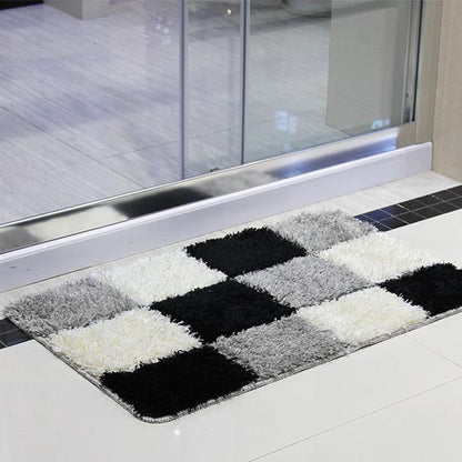 Rynx | Black and White Checkered Pattern Ultra Soft Bathroom Rug, Bathroom Rug in Multiple Sizes, Plush Water Absorbent, Non-Slip Toilet Rug in Multiple Sizes, Black and White Thick Bathroom Rug, Art Bathroom Mats, Best Bath Rugs, Hot Shower Mat