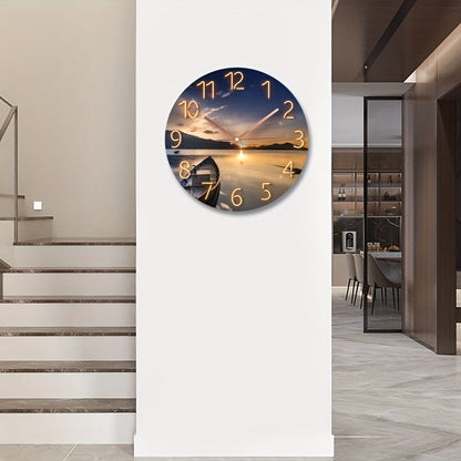 Rynx | 12-Inch Round Silent Wall Clock - Glass, Modern Design