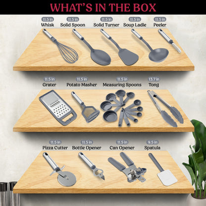 Rynx | 23 Pieces: Lux Decor Collection Stainless Steel Nylon Kitchen Utensil Set