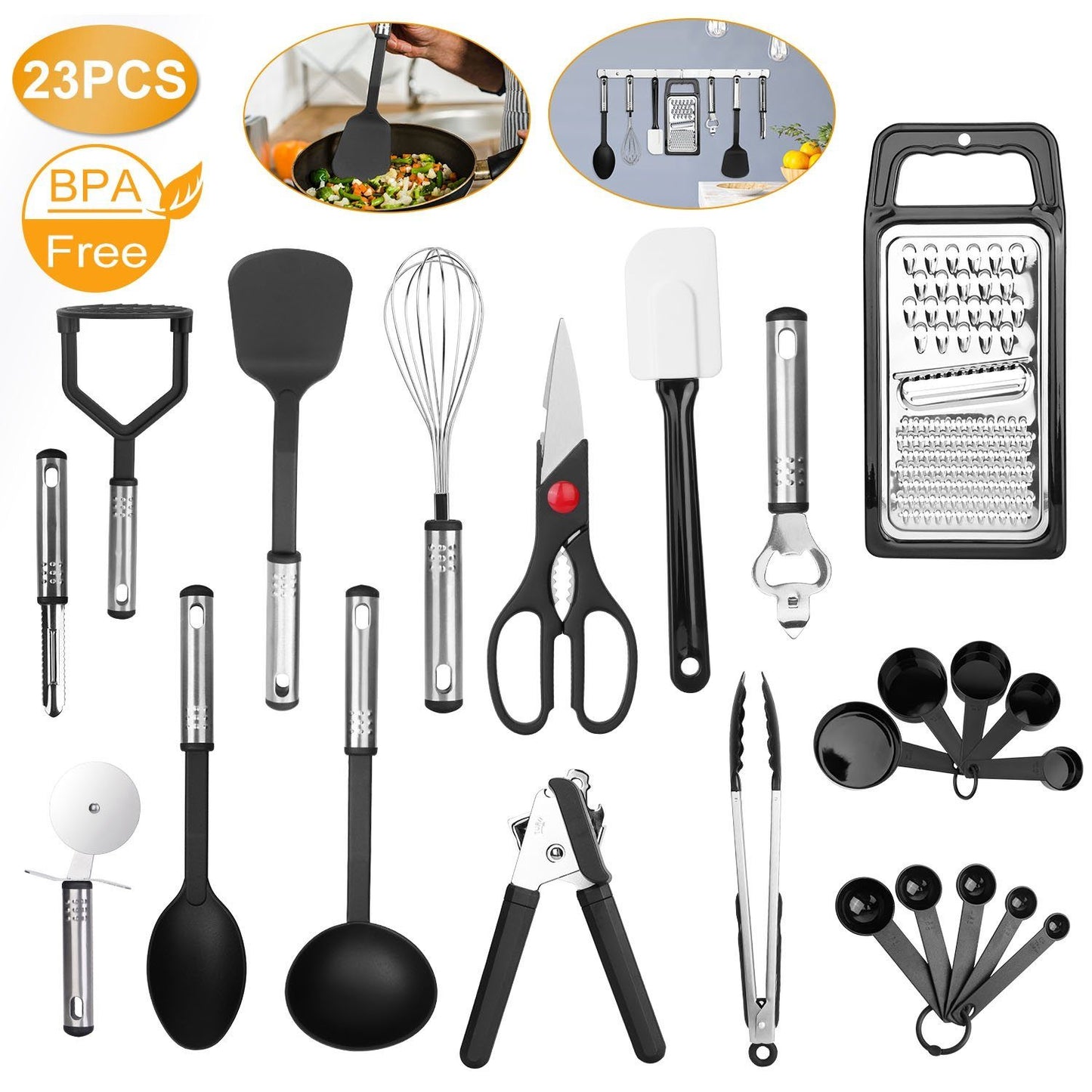 Rynx | 23-piece set: Kitchen Utensil Set Stainless Steel Nylon