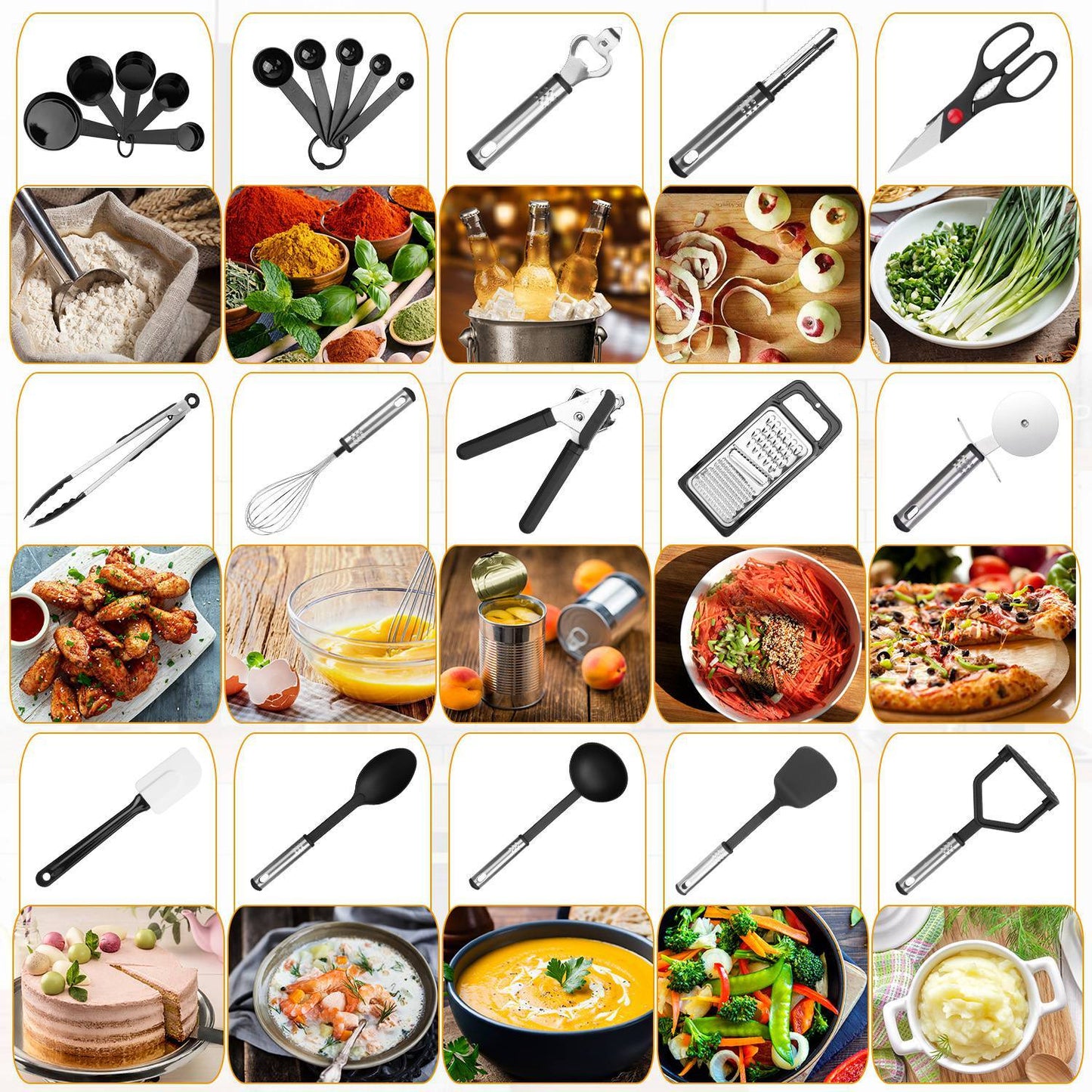Rynx | 23-piece set: Kitchen Utensil Set Stainless Steel Nylon