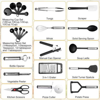 Rynx | 23-piece set: Kitchen Utensil Set Stainless Steel Nylon