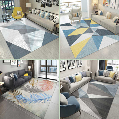 Rynx | Multi Colored Geometric Pattern Rug Polypropylene Modern Indoor Rug Easy Care Pet Friendly Area Carpet in Living Room