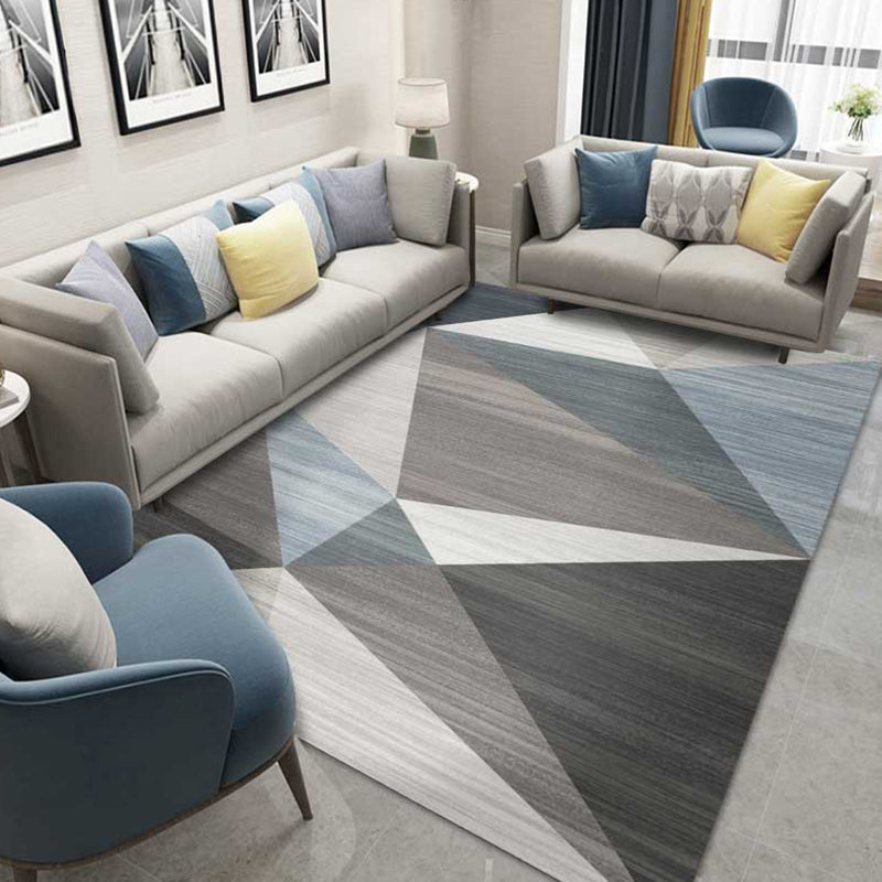 Rynx | Multi Colored Geometric Pattern Rug Polypropylene Modern Indoor Rug Easy Care Pet Friendly Area Carpet in Living Room