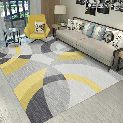 Rynx | Multi Colored Geometric Pattern Rug Polypropylene Modern Indoor Rug Easy Care Pet Friendly Area Carpet in Living Room