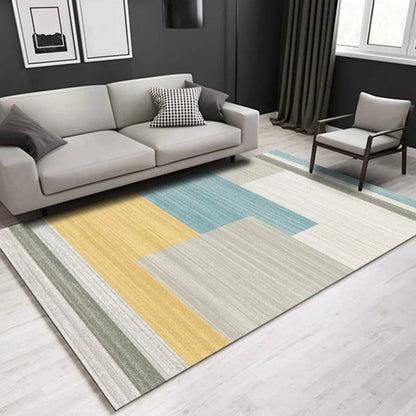 Rynx | Multi Colored Geometric Pattern Rug Polypropylene Modern Indoor Rug Easy Care Pet Friendly Area Carpet in Living Room