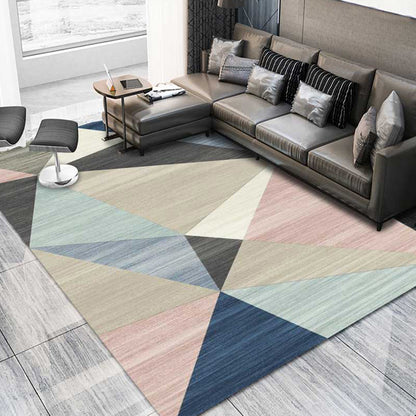 Rynx | Multi Colored Geometric Pattern Rug Polypropylene Modern Indoor Rug Easy Care Pet Friendly Area Carpet in Living Room