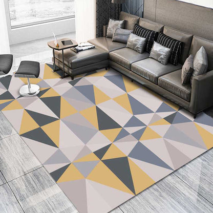 Rynx | Multi Colored Geometric Pattern Rug Polypropylene Modern Indoor Rug Easy Care Pet Friendly Area Carpet in Living Room