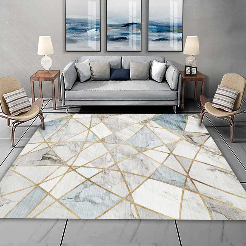 Rynx | Multi Colored Geometric Pattern Rug Polypropylene Modern Indoor Rug Easy Care Pet Friendly Area Carpet in Living Room
