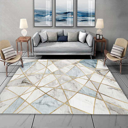Rynx | Multi Colored Geometric Pattern Rug Polypropylene Modern Indoor Rug Easy Care Pet Friendly Area Carpet in Living Room