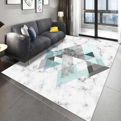 Rynx | Multi Colored Geometric Pattern Rug Polypropylene Modern Indoor Rug Easy Care Pet Friendly Area Carpet in Living Room