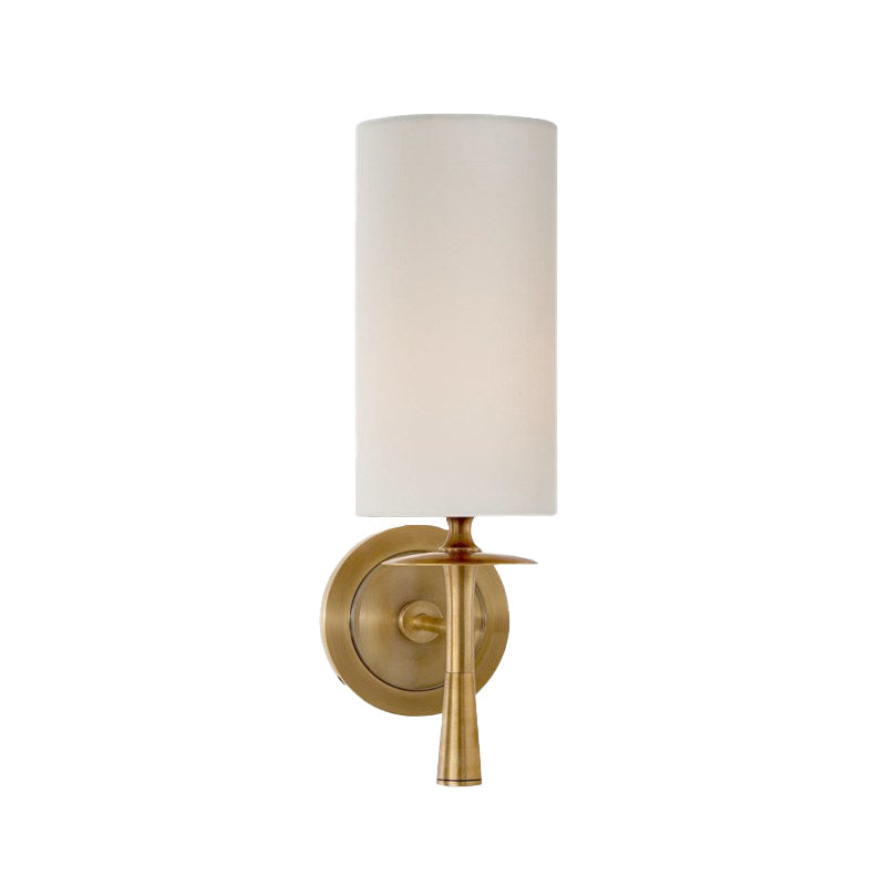 Rynx | Black/Brass 1 Head Wall Mounted Light Traditional Fabric Cylinder Shade Wall Lamp for Living Room