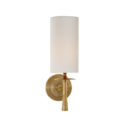 Rynx | Black/Brass 1 Head Wall Mounted Light Traditional Fabric Cylinder Shade Wall Lamp for Living Room