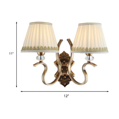 Rynx | Gold folded umbrella wall sconce Traditional fabric 1/2-bulb living room wall mounted light with crystal accent