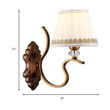 Rynx | Gold folded umbrella wall sconce Traditional fabric 1/2-bulb living room wall mounted light with crystal accent