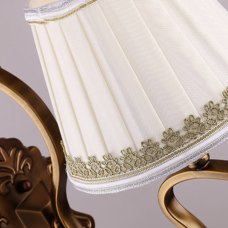 Rynx | Gold folded umbrella wall sconce Traditional fabric 1/2-bulb living room wall mounted light with crystal accent