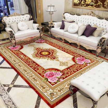 Rynx | Olden Parlor Rug Multicolored Floral Pattern Rug Synthetic Maintenance Friendly Stain Resistant Washable Rug