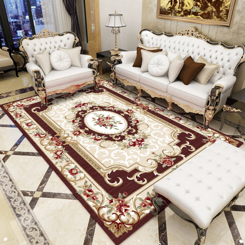 Rynx | Retro Living Room Carpet Multicolor Flower Pattern Berber Carpet Polyester Non-Slip Backing Pet-Friendly Carpet