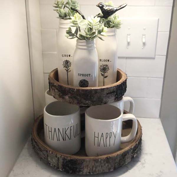 Rynx | Bird and Birch Wood Two-Tier Tray