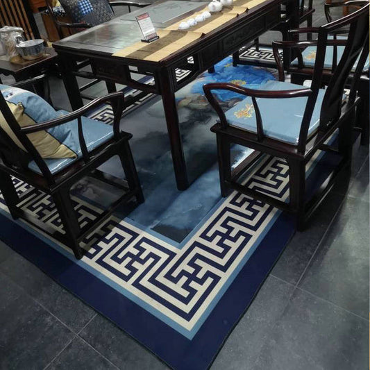 Rynx | Multicolor Oriental Rug Polypropylene Geometric Print Indoor Carpet Non-Slip Back Stain Resistant Area Rug for Living Room