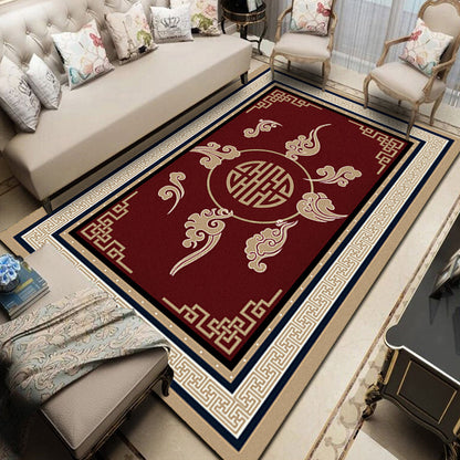 Rynx | Multicolored Chinoiserie Rug Polyester Flower Print Indoor Rug Non-Slip Backing Pet-Friendly Area Rug for Living Room