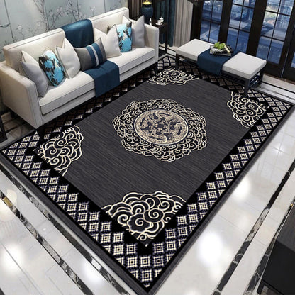 Rynx | Multicolored Chinoiserie Rug Polyester Flower Print Indoor Rug Non-Slip Backing Pet-Friendly Area Rug for Living Room