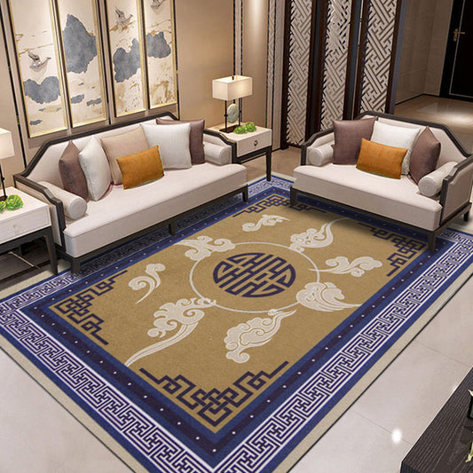 Rynx | Multicolored Chinoiserie Rug Polyester Flower Print Indoor Rug Non-Slip Backing Pet-Friendly Area Rug for Living Room