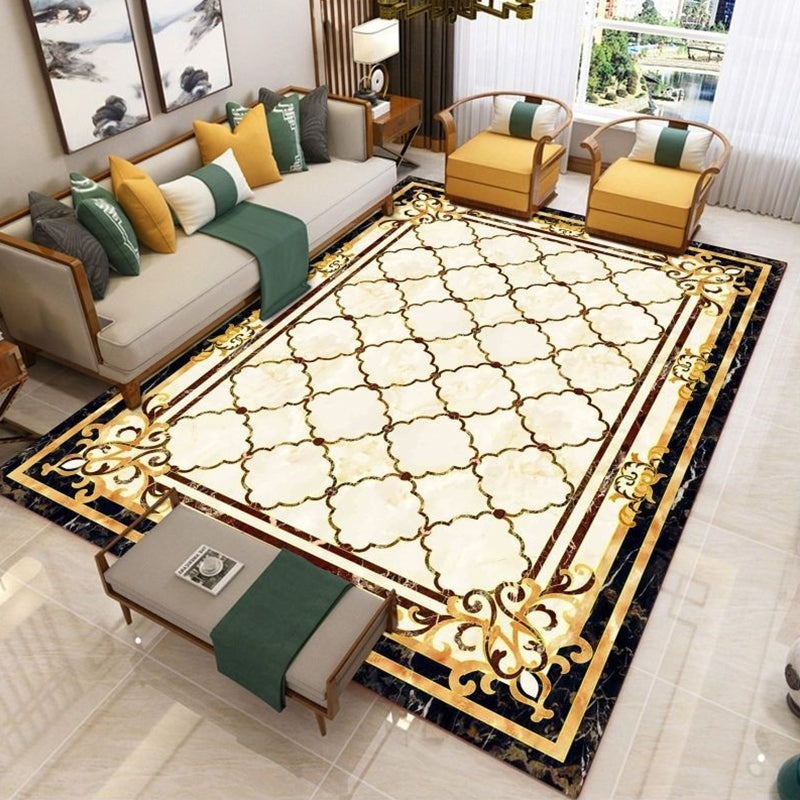 Rynx | Nostalgia Living Room Rug Multi Color Flower Print Area Rug Synthetic Non-Slip Backing Easy Care Indoor Rug
