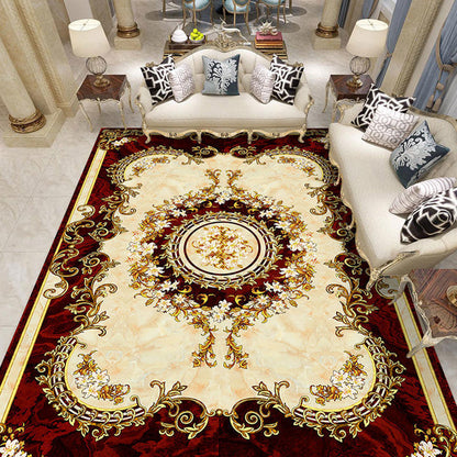Rynx | Nostalgia Living Room Rug Multi Color Flower Print Area Rug Synthetic Non-Slip Backing Easy Care Indoor Rug
