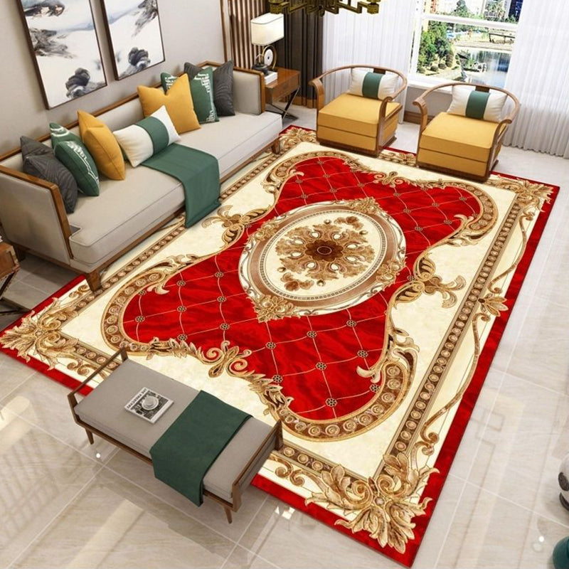 Rynx | Nostalgia Living Room Rug Multi Color Flower Print Area Rug Synthetic Non-Slip Backing Easy Care Indoor Rug