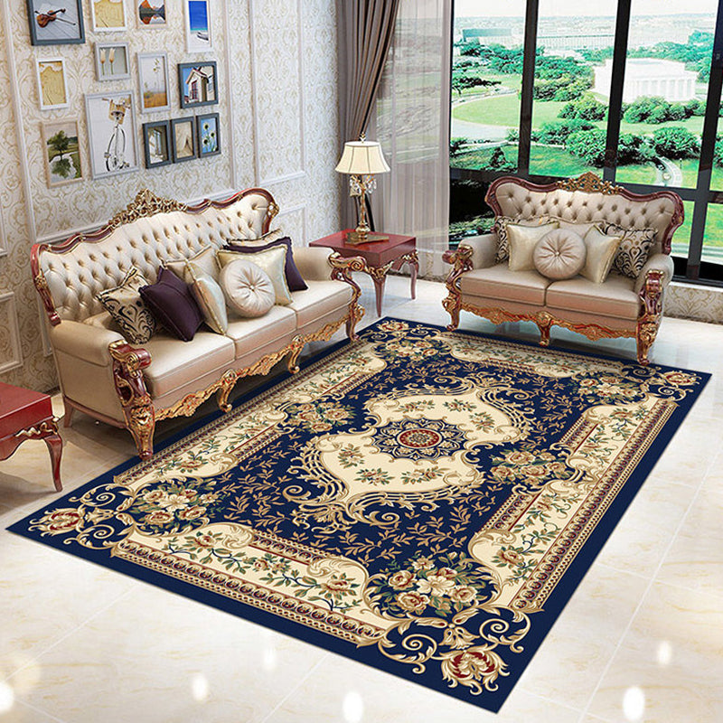 Rynx | Nostalgia Living Room Rug Multi Color Flower Print Area Rug Synthetic Non-Slip Backing Easy Care Indoor Rug