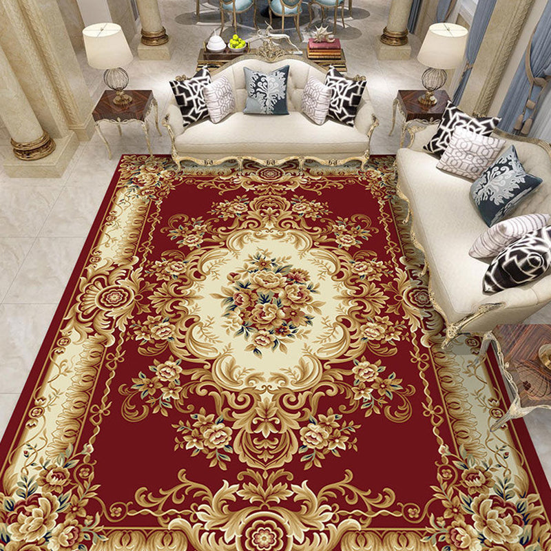 Rynx | Nostalgia Living Room Rug Multi Color Flower Print Area Rug Synthetic Non-Slip Backing Easy Care Indoor Rug