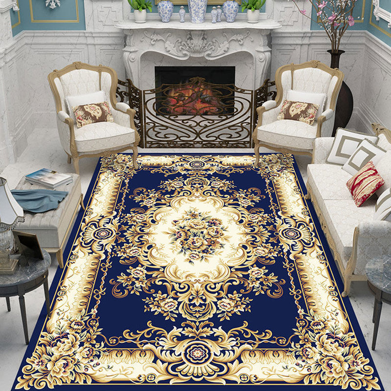 Rynx | Nostalgia Living Room Rug Multi Color Flower Print Area Rug Synthetic Non-Slip Backing Easy Care Indoor Rug