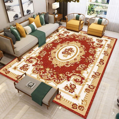 Rynx | Nostalgia Living Room Rug Multi Color Flower Print Area Rug Synthetic Non-Slip Backing Easy Care Indoor Rug