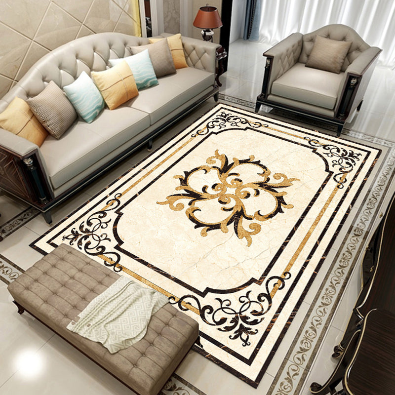 Rynx | Colorful geometric printed carpet made of polyester Retro indoor rug with non-slip backing, stain-resistant carpet for the living room