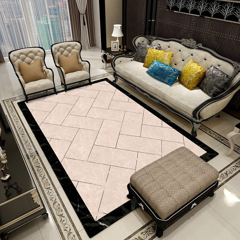 Rynx | Colorful geometric printed carpet made of polyester Retro indoor rug with non-slip backing, stain-resistant carpet for the living room