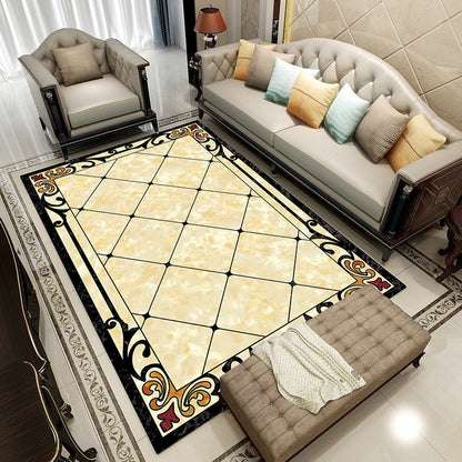 Rynx | Colorful geometric printed carpet made of polyester Retro indoor rug with non-slip backing, stain-resistant carpet for the living room