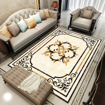 Rynx | Colorful geometric printed carpet made of polyester Retro indoor rug with non-slip backing, stain-resistant carpet for the living room