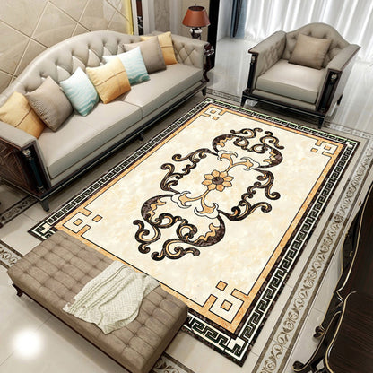 Rynx | Colorful geometric printed carpet made of polyester Retro indoor rug with non-slip backing, stain-resistant carpet for the living room