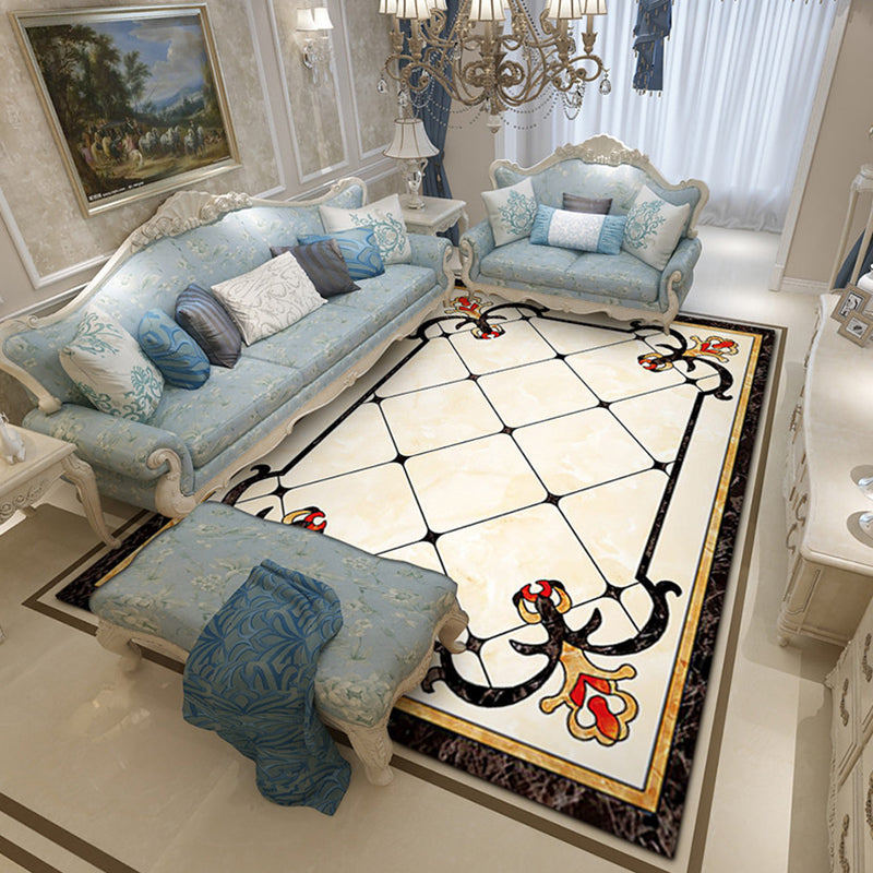 Rynx | Colorful geometric printed carpet made of polyester Retro indoor rug with non-slip backing, stain-resistant carpet for the living room