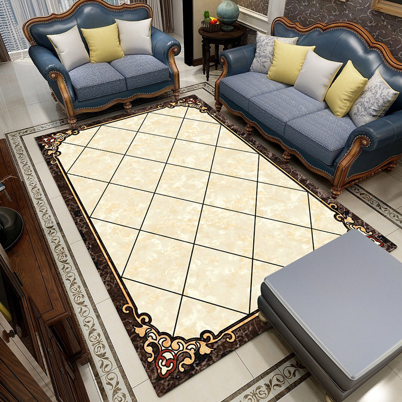 Rynx | Colorful geometric printed carpet made of polyester Retro indoor rug with non-slip backing, stain-resistant carpet for the living room
