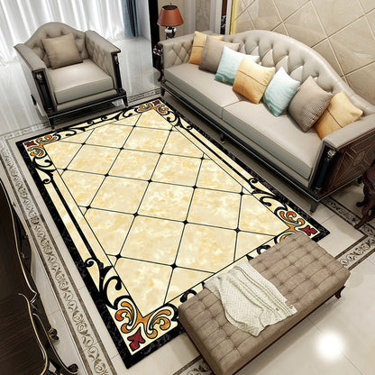 Rynx | Colorful geometric printed carpet made of polyester Retro indoor rug with non-slip backing, stain-resistant carpet for the living room