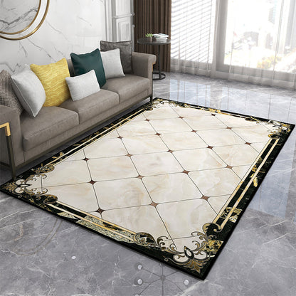 Rynx | Formal Living Room Rug Multicolor Geometric Pattern Area Rug Leather Non-Slip Backing Pet Friendly Easy Care Rug