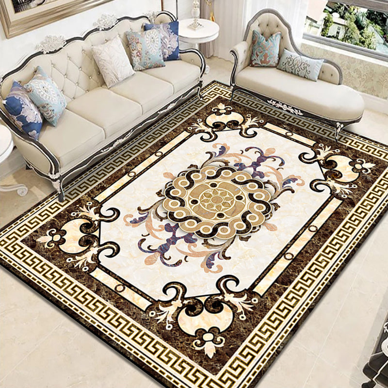 Rynx | Nostalgia Geometric Printed Rug Multicolored Polyester Indoor Rug Non-Slip Backing Pet-Friendly Rug for Living Room