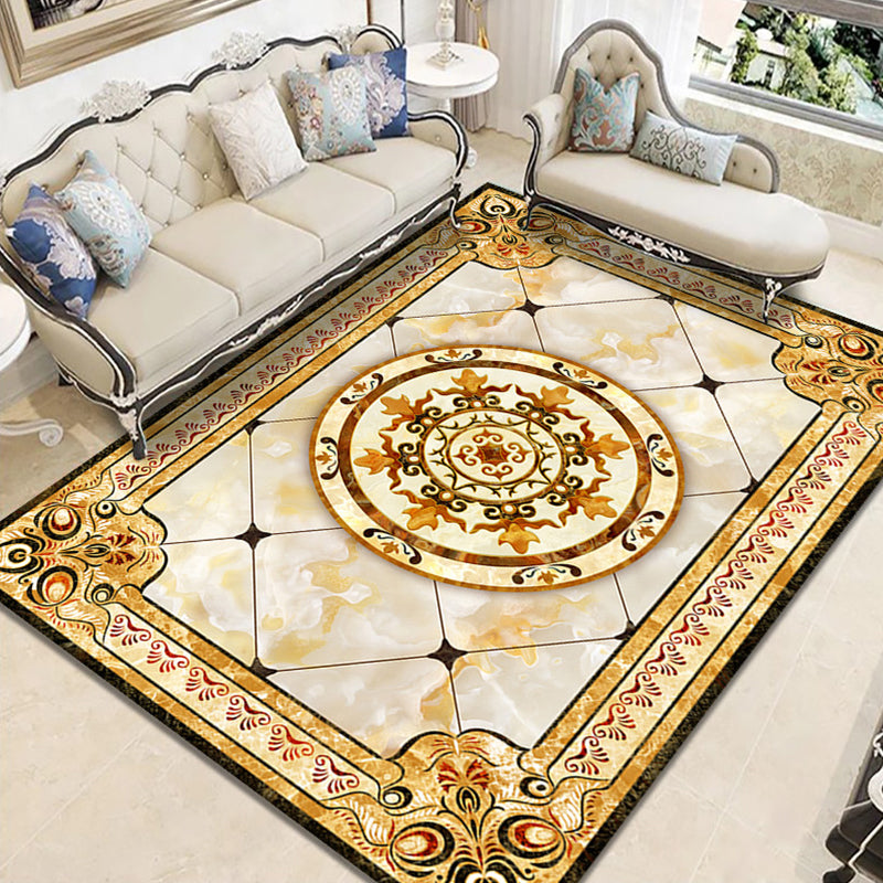 Rynx | Nostalgia Geometric Printed Rug Multicolored Polyester Indoor Rug Non-Slip Backing Pet-Friendly Rug for Living Room