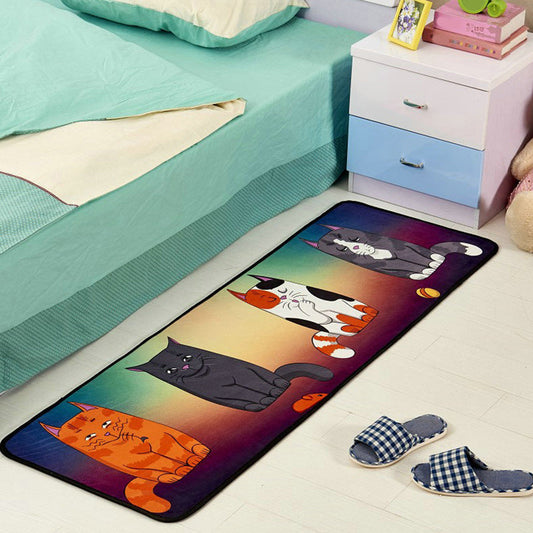 Rynx | Minimalistic Cartoon Printed Rug Multicolored Polyester Indoor Rug Non-Slip Backing Pet-Friendly Rug for the Kids' Room