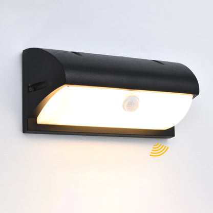 Rynx | Modern black LED outdoor wall lamp sconce with rectangular acrylic shade