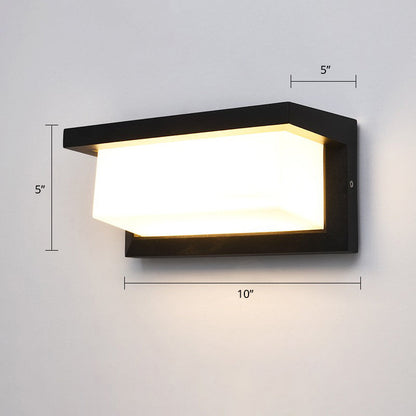 Rynx | Modern black LED outdoor wall lamp sconce with rectangular acrylic shade